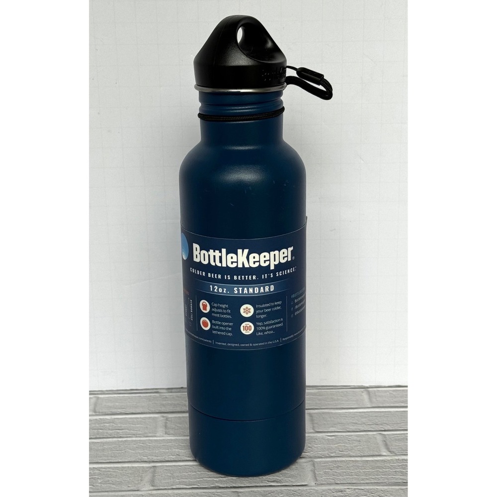 BottleKeeper Standard 2.0 Blue Powder Coat 12oz Insulated Beer Bottle Holder New
